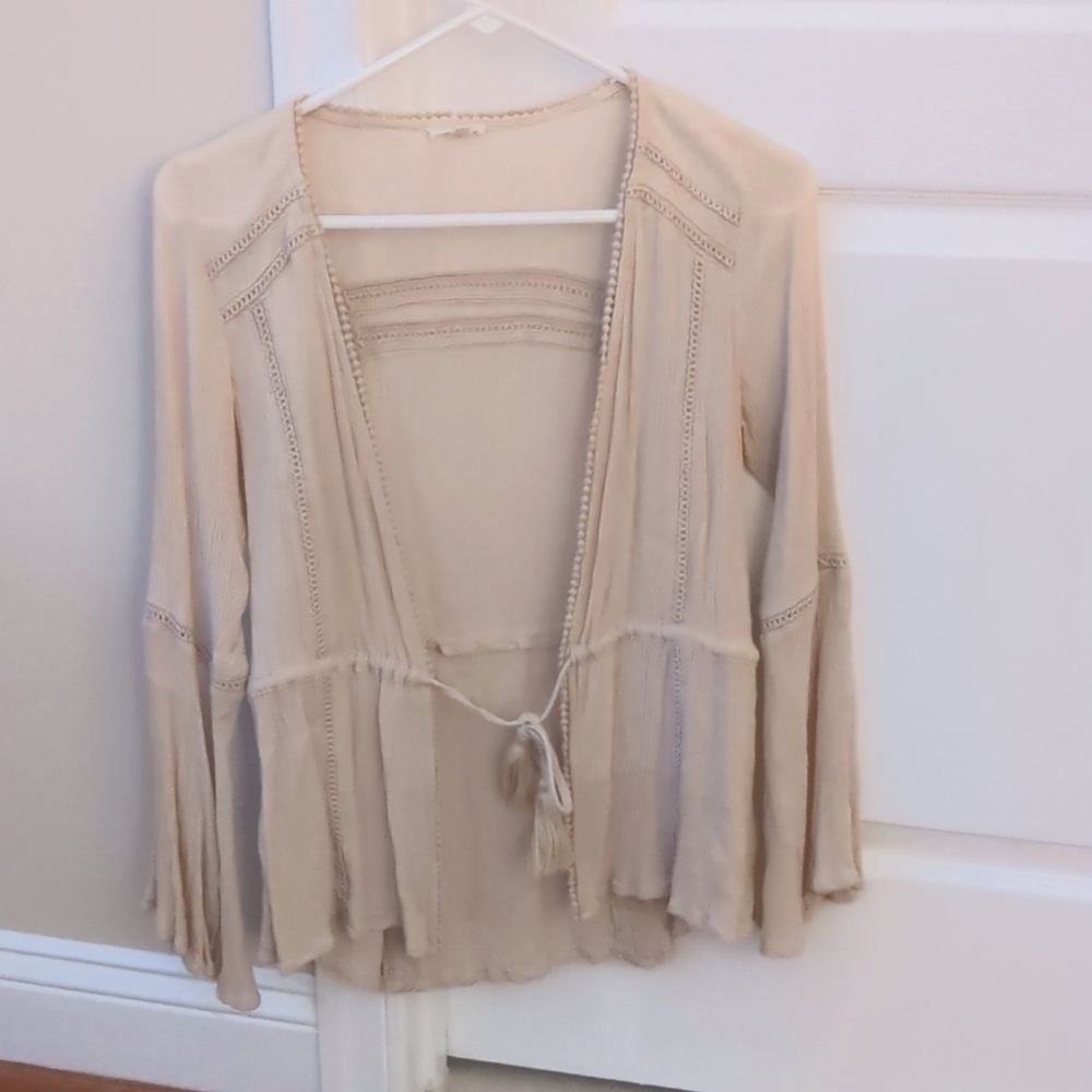 Long sleeve small light weight cream cardigan
